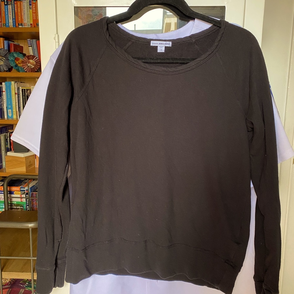 James Perse Standard Black Raglan Sweatshirt size 3 NWOT